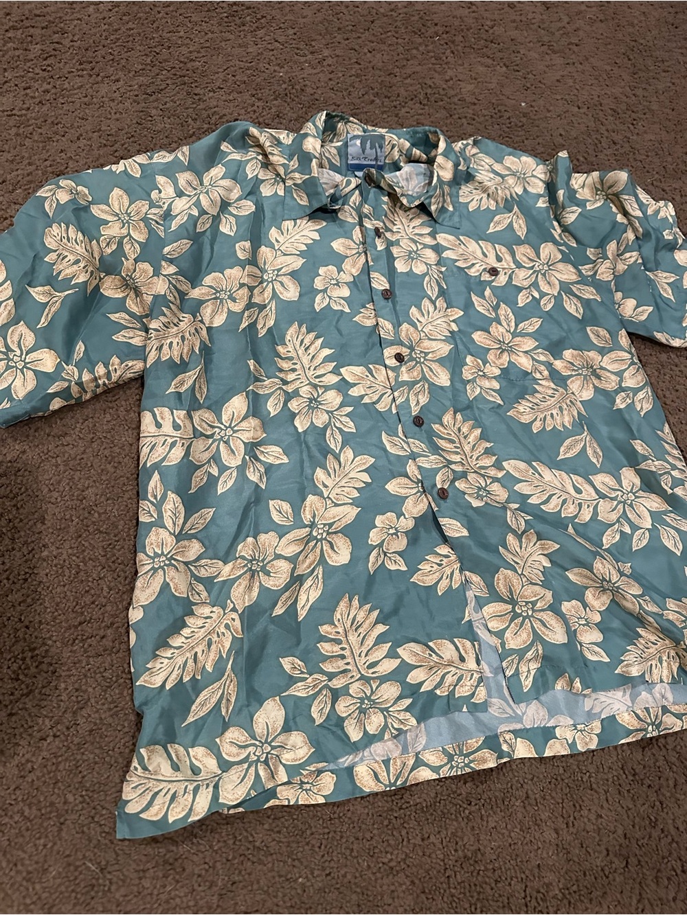Men's Teal Floral Short-Sleeve Button-Down Shirt